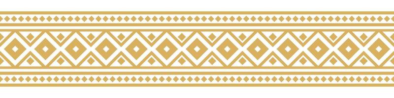 Seamless Gold Ethnic Border with Tribal Geometric Pattern for Textile Art. vector