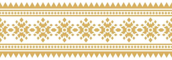 Gold Ethnic Border and Geometric Tribal Pattern for Carpet and Rug Design. vector