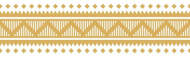 Folk Gold Ethnic Border and Seamless Geometric Pattern for Embroidery and Fabric. vector