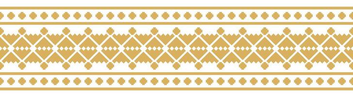 Abstract Gold Ethnic Border with Geometric Tribal Pattern for Modern Fabric. vector