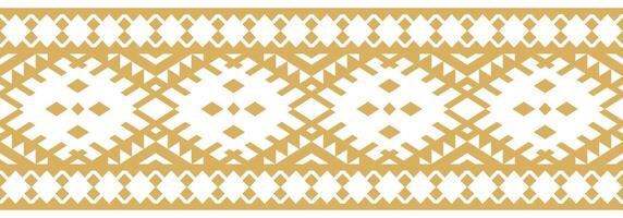 Gold Ethnic Border with Geometric Aztec Pattern for Textile and Fabric. vector
