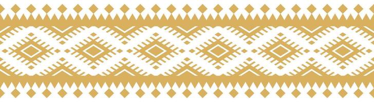 Ornamental Gold Ethnic Border with Geometric Aztec Pattern for Textile Art. vector