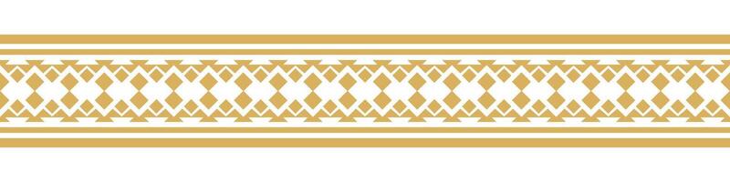 Classic Gold Ethnic Border and Seamless Geometric Pattern for Nordic and Oriental Design. vector