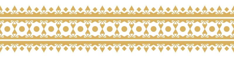 Gold Ethnic Border and Seamless Geometric Pattern for Peruvian Textile. vector