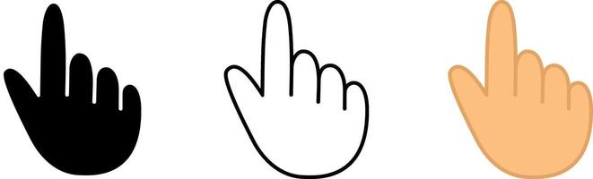 Index finger line icon, hand cursor click set, EPS10 vector