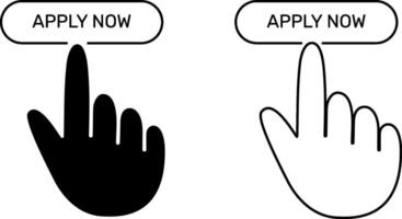 Index finger line icon, hand cursor click set vector