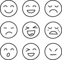Set of smiles with emotions, hand drawn collection, isolated white background vector