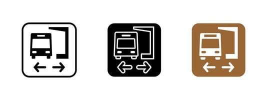 Bus station icon. Public transportation stop illustration. Urban transit symbol indicating a designated terminal for passenger boarding and travel routes in city and regional networks. vector