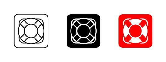 Lifebuoy icon. Rescue float illustration. Water safety symbol indicating emergency flotation device for drowning prevention. Maritime security sign for lifeguards and aquatic rescue operations. vector