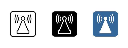 Signal antenna icon. Wireless broadcasting illustration. Communication symbol for radio waves, internet networks and data transmission. Technology, telecommunications and connectivity sign. vector