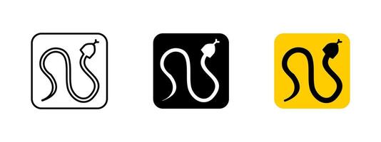 Snake warning icon. Venomous reptile illustration. Caution sign indicating potential hazard due to dangerous snakes. Wildlife safety symbol for outdoor areas and jungle environments. vector