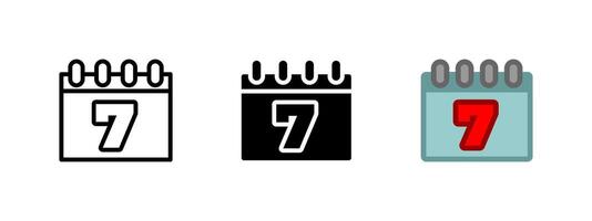 7 days week calendar icon. Event reminder illustration. Scheduling, appointments and time management symbol. Organization, planning and important deadlines concept. vector