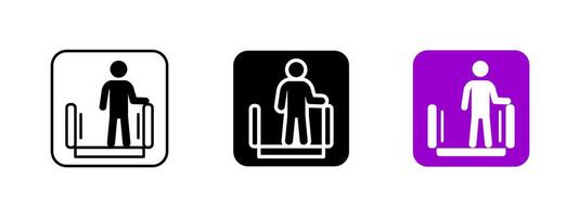 Elevator platform icon. Vertical lift illustration for accessible transportation. Automatic moving platform symbol indicating safe transit in public spaces. vector