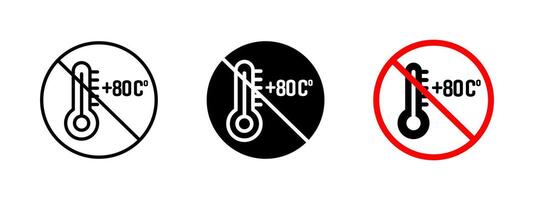 No high heat icon. Prohibited high-temperature illustration. Restriction sign for safety and protection. Warning symbol to prevent burns, fire hazards and overheating risks. vector