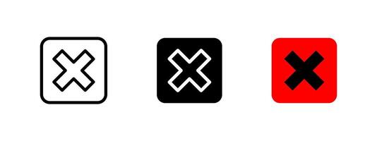 Cancel icon. Close button illustration. Cross symbol indicating error, rejection or prohibition. Sign for stopping an action, marking incorrect entries or signaling restricted areas. vector