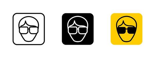 Glasses icon. Face with eyewear illustration. Sunglasses symbol representing fashion, protection and anonymity. Sign for stylish accessory, personal identity or eye safety in bright conditions. vector
