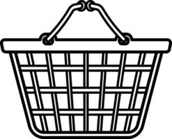 black and white shopping basket or basket without background vector