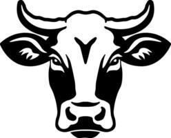 black and white illustration of a cow or bull head with horns without background vector