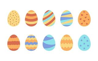 Decorated color Easter eggs set. Egg in flat style. Festive traditional decorated eggs illustration vector