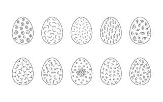 Decorated Easter eggs, line set. Egg in flat hand drawn style. illustration vector