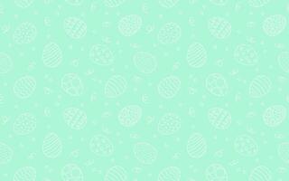 Decorated linear seamless pattern with Easter eggs. Egg in flat hand drawn style on green color background. Festive traditional meal decorated eggs illustration vector