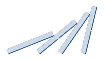 Domino effect chain reaction 2D cartoon object. Crisis impact, cascading failure. Visual metaphor. Dominoes falling in sequence isolated element flat clip art on white. Spot illustration vector