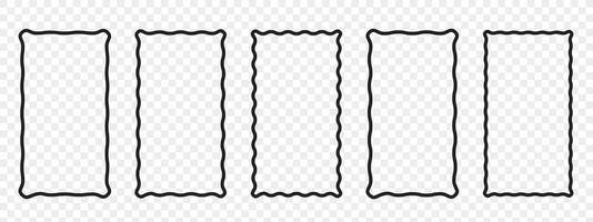Wave and curvy borders set. Squiggle photo frames with zig zag edges vector
