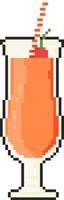 8 bit cocktail icon. Pixel art object. Old school vintage game graphics. vector