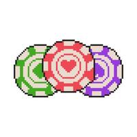 8 bit casino chips icon. Pixel art object. Retro 80s,90s game graphics. vector