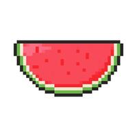 8 bit watermelon icon. Pixel art object. Retro 80s,90s game graphics. vector