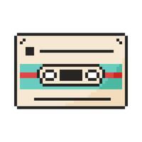 Cassette icon. Pixel art object in 8 bit style. Retro 80s,90s game graphics. vector