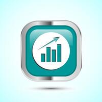 Bar chart icon design illustration, Graph icon, Growth sign, Growth chart, Teal color square button design vector