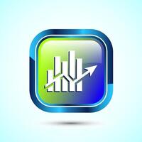 Bar chart icon design illustration, Graph icon, Growth sign, Growth chart, Glossy square button design vector