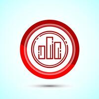 Bar chart icon design, Graph icon, Growth sign, Growth chart, Red color button design vector