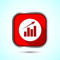 Bar chart icon design illustration, Graph icon, Growth sign, Growth chart, Red color shadow button design vector