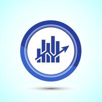 Bar chart icon design, Graph icon, Growth sign, Growth chart, Blue color button design vector