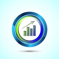 Bar chart icon design illustration, Graph icon, Growth sign, Growth chart, Glossy round button design vector