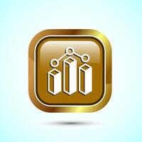 Bar chart icon design, Graph icon, Growth sign, Growth chart, Gold color square button design vector