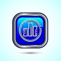 Bar chart icon design, Graph icon, Growth sign, Growth chart, Blue color square button design vector