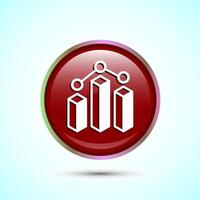Bar chart icon design, Graph icon, Growth sign, Growth chart, Red color round button design vector