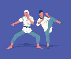 Two Karate Practitioners in Action Training vector
