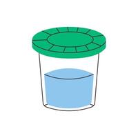 Spill proof container with water for drawing. Flat illustration isolated on white background. vector