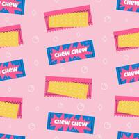 Bubble Gum seamless pattern. Decorative repeat background with chewing gum. Flat illustration. vector