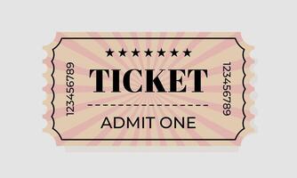 Vintage ticket design with bold typography and sunburst pattern for entertainment event vector
