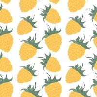 Pattern featuring raspberry yellow pineapples on a white background for playful designs vector