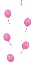 Pink balloons floating upward with yellow sparkles 2D vertical animation. Happy event. Lighthearted fun. Festive celebration, baloons joyful motion animated cartoon flat 4K isolated on white video