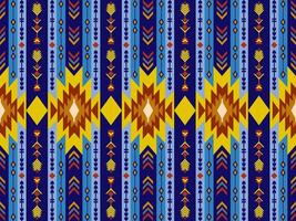 Tribal Blue Geometric Pattern Design. Navajo pattern in blue background. vector
