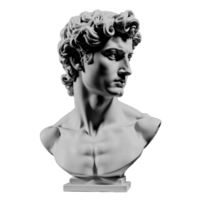 Glitchy monochrome bust with cyberpunk vibes. Pixelated distortion on a classic sculpture. Ideal for artistic and experimental use. png