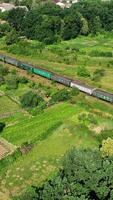 Aerial view of cargo train. video