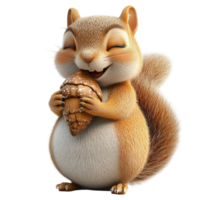 A happy squirrel happily holding and enjoying a large nut png